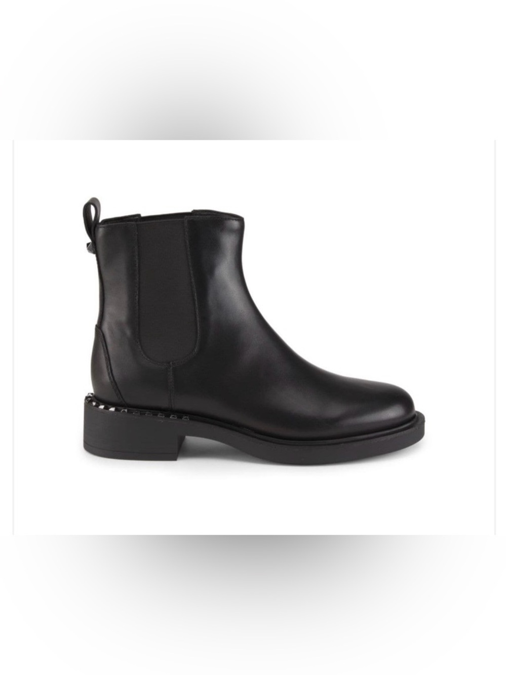 Ash Black Leather Chelsea Ankle Boots with Studded Trim